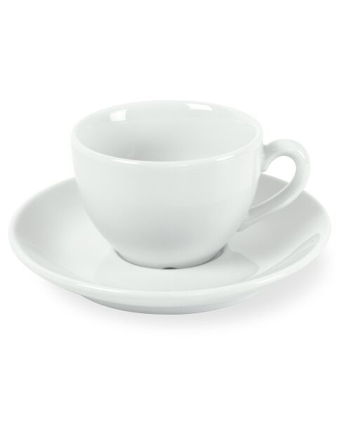 6 weiße Kaffeetassen und Untertassen aus Como-Porzellan — 18 cl