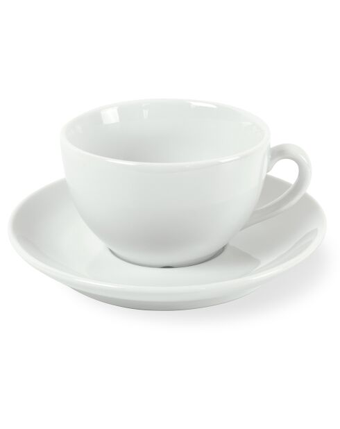 6 weiße Kaffeetassen und Untertassen aus Como-Porzellan — 28 cl