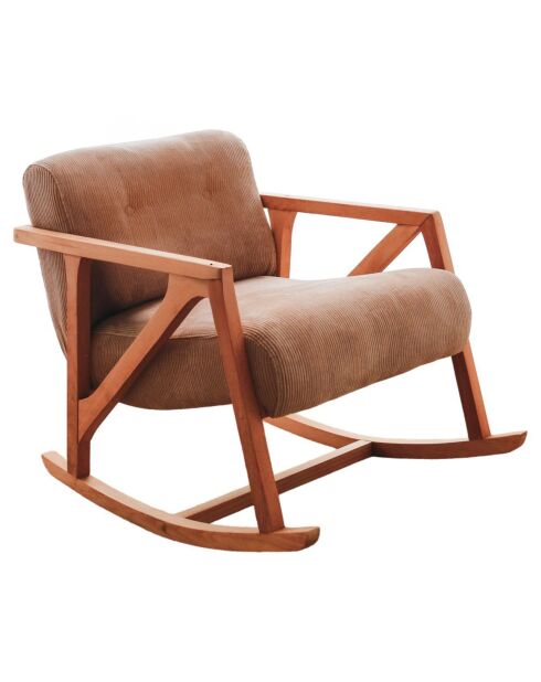 Fauteuil à bascule en Velours côtelé Nini Sallanan camel - 85x67x75 cm