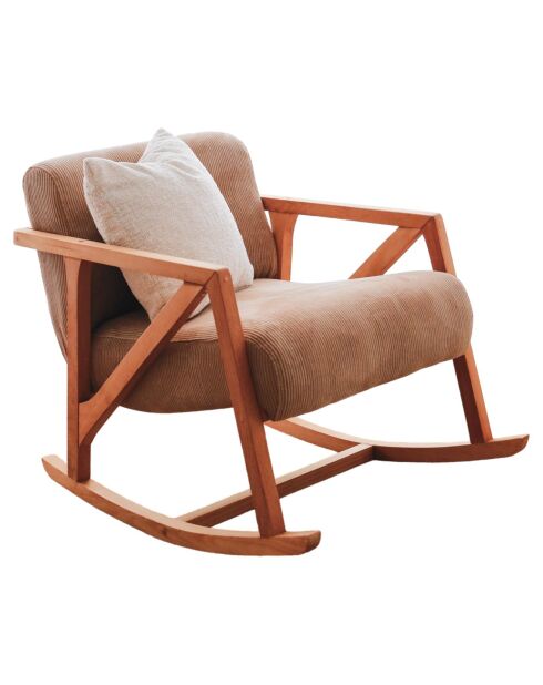 Fauteuil à bascule en Velours côtelé Nini Sallanan camel - 85x67x75 cm