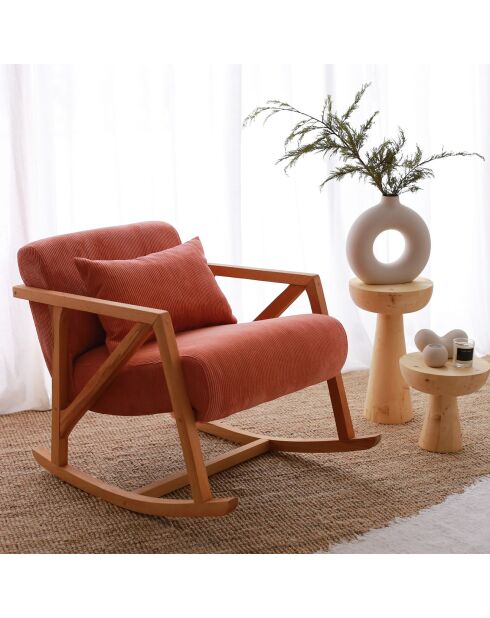 Fauteuil à bascule en Velours côtelé Nini Sallanan vermilion - 85x67x75 cm