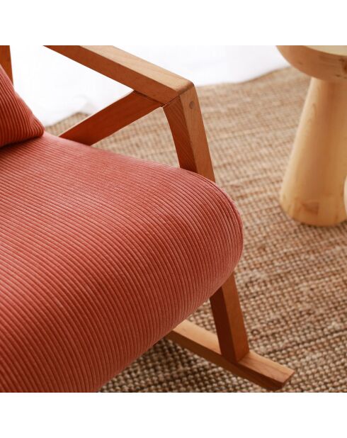 Fauteuil à bascule en Velours côtelé Nini Sallanan vermilion - 85x67x75 cm
