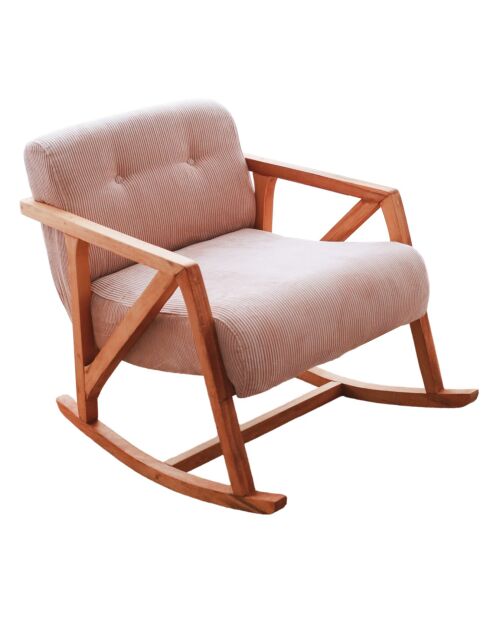 Fauteuil à bascule en Velours côtelé Nini Sallanan rose - 85x67x75 cm