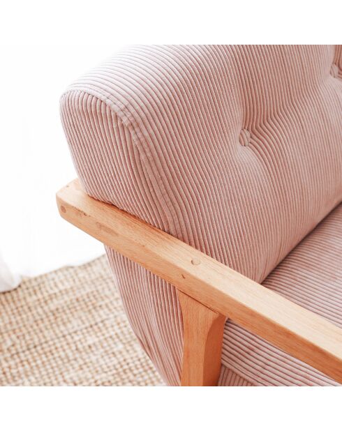Fauteuil à bascule en Velours côtelé Nini Sallanan rose - 85x67x75 cm