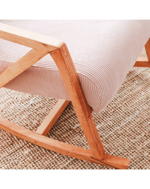 Fauteuil à bascule en Velours côtelé Nini Sallanan rose - 85x67x75 cm