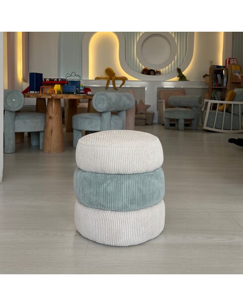 Pouf Enfant Miniboum bleu/blanc - 32x32x36 cm