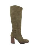 Bottes en Velours de Cuir Maora kaki - Talon 8.5 cm