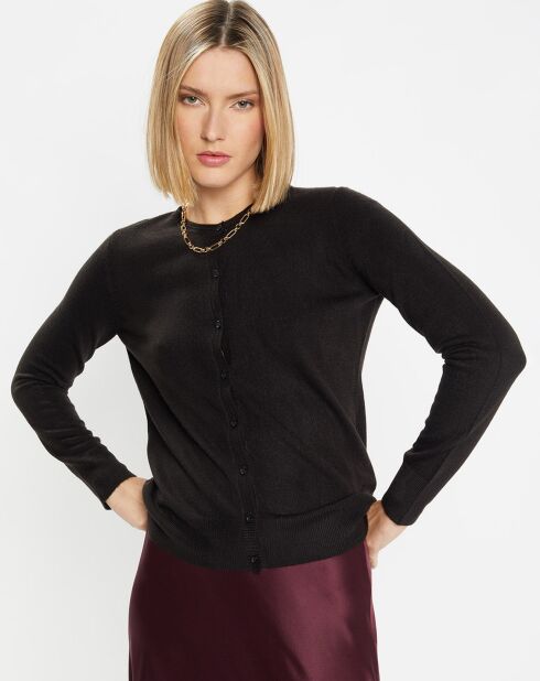 Cardigan en Maille oeko tex Fanny droit noir