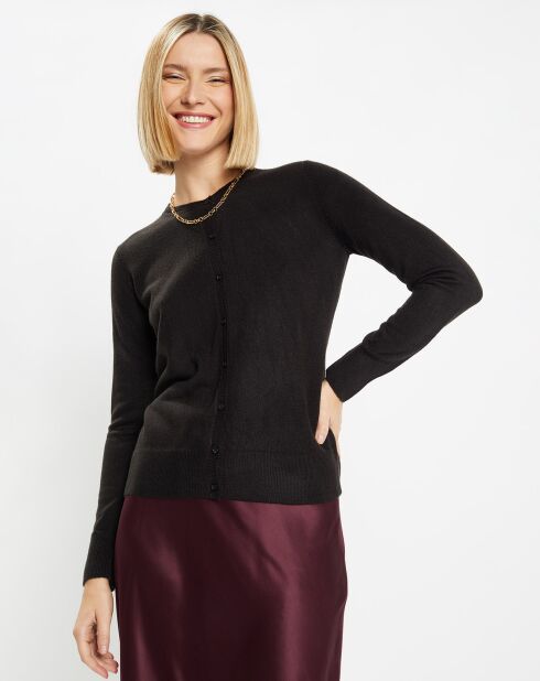 Cardigan en Maille oeko tex Fanny droit noir