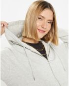 Sweat zippé en Coton bio Mathalie à capuche gris chiné