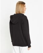 Sweat zippé en Coton bio Mathalie à capuche noir