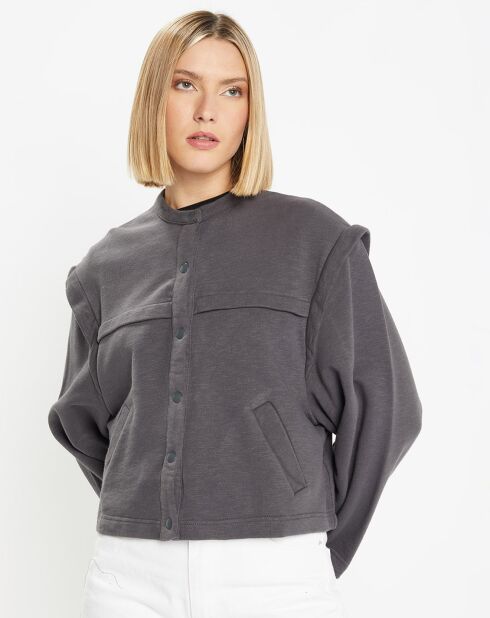 Veste courte en Coton Léonor gris foncé