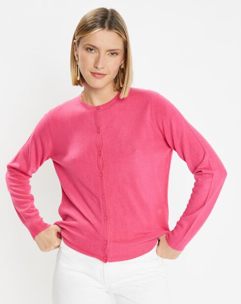 Cardigan en Maille fine Fanny rose