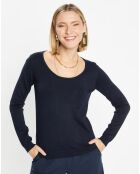 Pull en Maille fine Fya col rond bleu marine