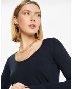 Pull en Maille fine Fya col rond bleu marine