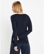 Pull en Maille fine Fya col rond bleu marine