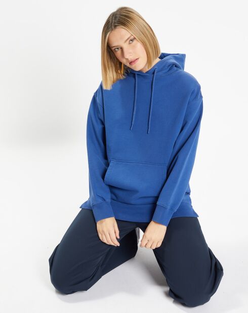 Sweat en Coton bio Raffut à capuche bleu