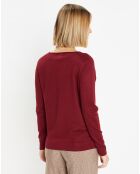 Pull en Maille fine col V Fya bordeaux