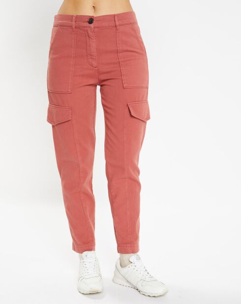 Pantalon cargo en Twill de Coton recyclé Robin rouge foncé