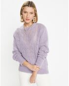 Pull en Maille pointelle mousseuse violet parme