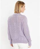 Pull en Maille pointelle mousseuse violet parme