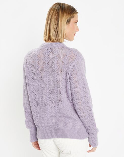 Pull en Maille pointelle mousseuse violet parme