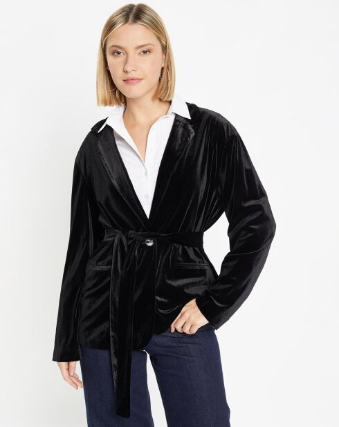 Veste blazer en Velours lisse noire