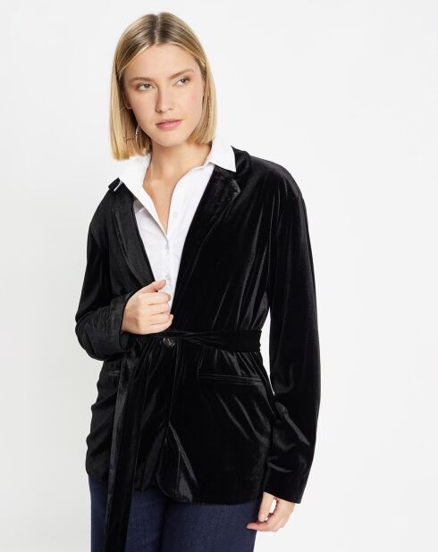 Veste blazer en Velours lisse noire