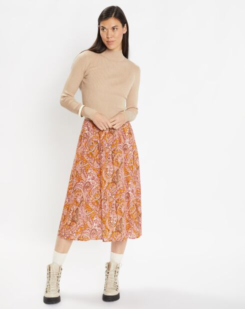 Jupe mi-longue Ruiz imprimé fantaisie multicolore