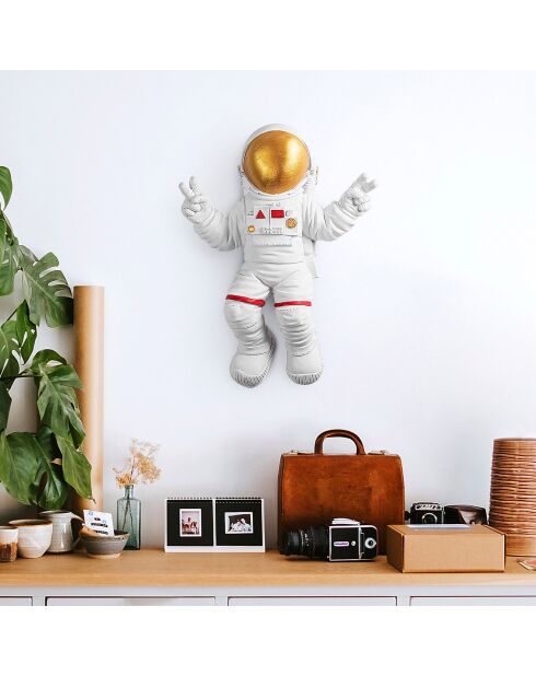 Astronaute Peace Sign  blanc/doré - 35x47x10 cm