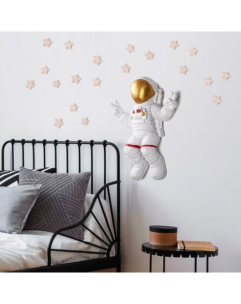 Astronaute Peace Sign  blanc/doré - 35x47x10 cm