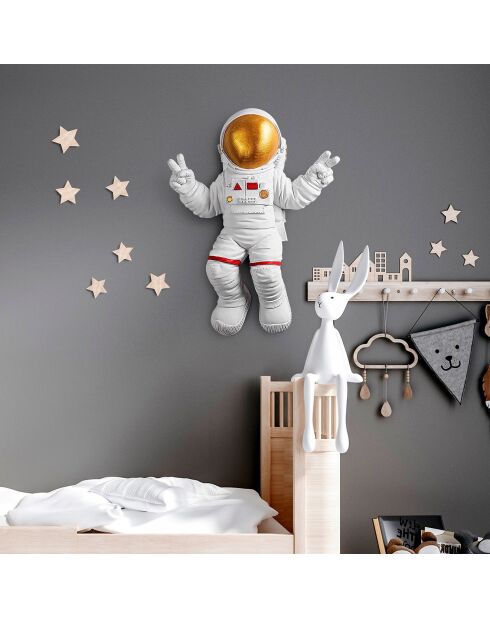 Astronaute Peace Sign  blanc/doré - 35x47x10 cm