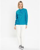 Blouse droite en Coton Genoise bleu moyen