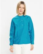 Blouse droite en Coton Genoise bleu moyen