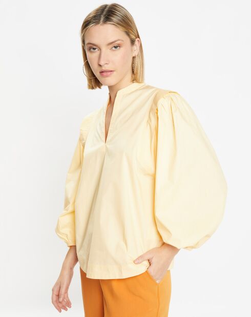 Blouse en Popeline de Coton Mimosa jaune clair