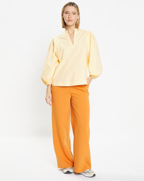 Blouse en Popeline de Coton Mimosa jaune clair