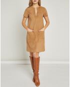 Robe en Velours de  Cuir Poupée camel