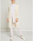 Gilet long en Laine & Cachemire Phenix blanc/rose