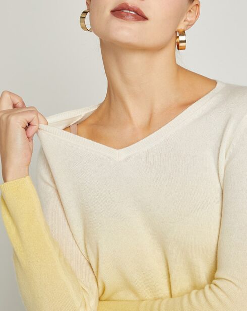 Pull 100% Cachemire Pierre tie & dye jaune