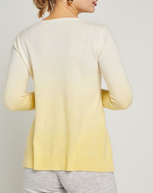 Pull 100% Cachemire Pierre tie & dye jaune