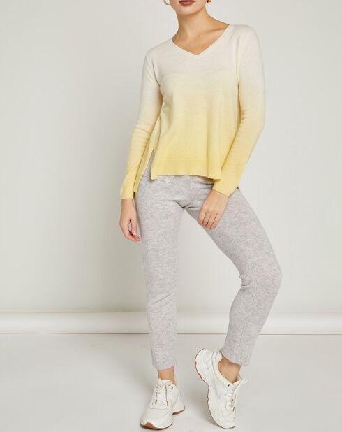 Pull 100% Cachemire Pierre tie & dye jaune