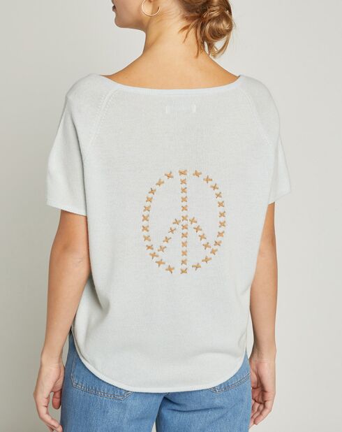 Pull en Laine & Cachemire Pop-Corn broderie au dos vert