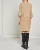 Robe en Velours de Cuir Paty broderies beige