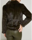 Chaqueta de piel de visón con forro de seda caqui Rebel