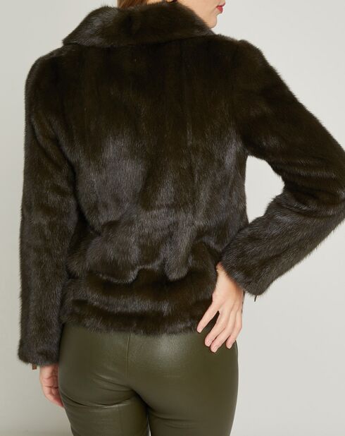 Chaqueta de piel de visón con forro de seda caqui Rebel
