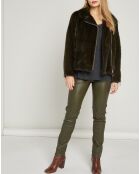 Chaqueta de piel de visón con forro de seda caqui Rebel