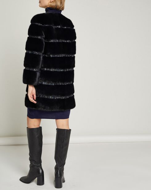 Marineblauwe nertsbontjas met voering van rifzijde