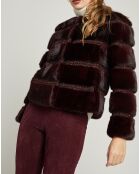 Chaqueta de piel de visón con forro de seda reflectante burdeos