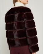 Chaqueta de piel de visón con forro de seda reflectante burdeos