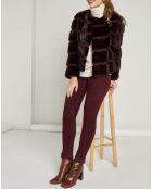 Chaqueta de piel de visón con forro de seda reflectante burdeos